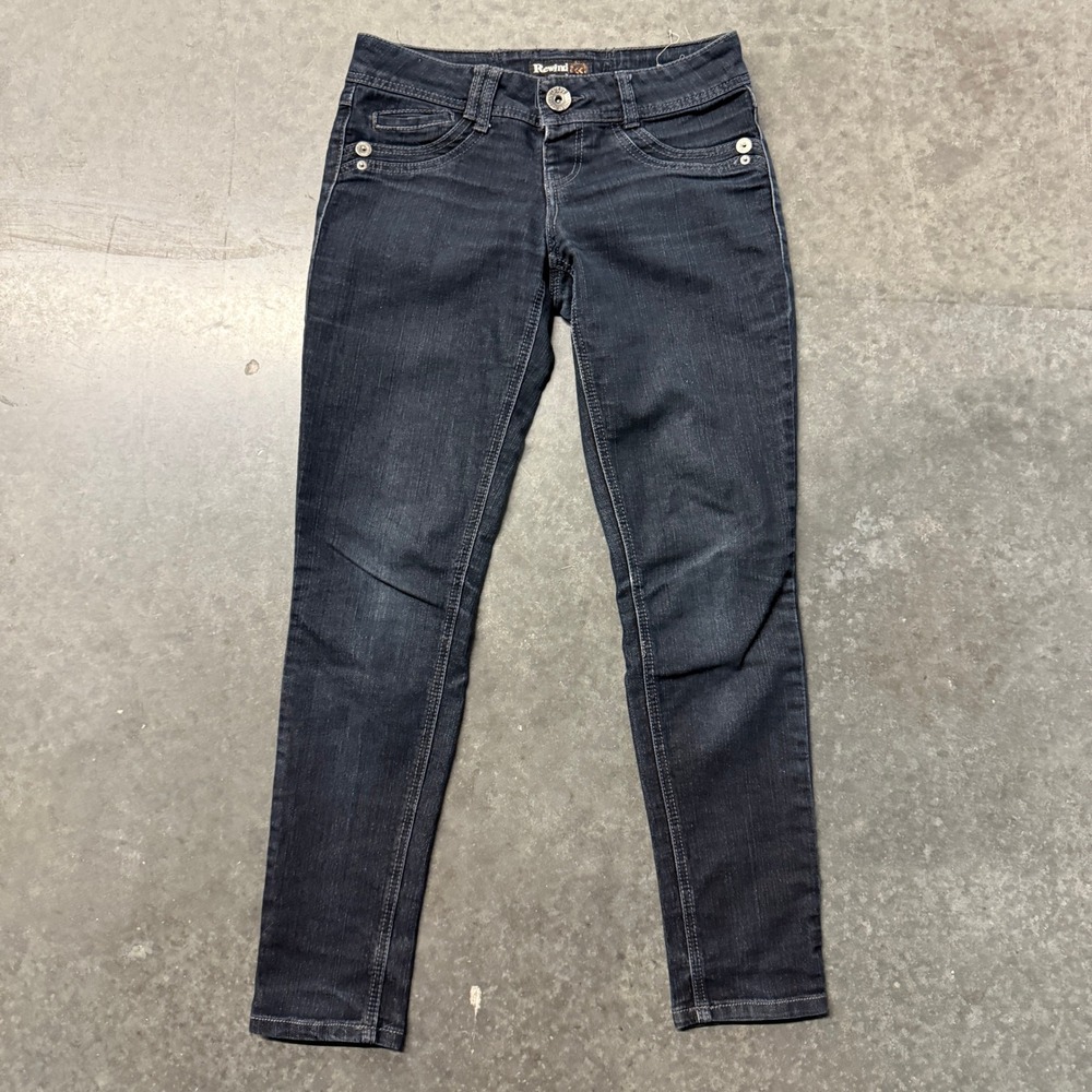 Rewind Skinny Jeans Dark Wash Low Rise Denim Size 5 Indigo Slim Fit 4428